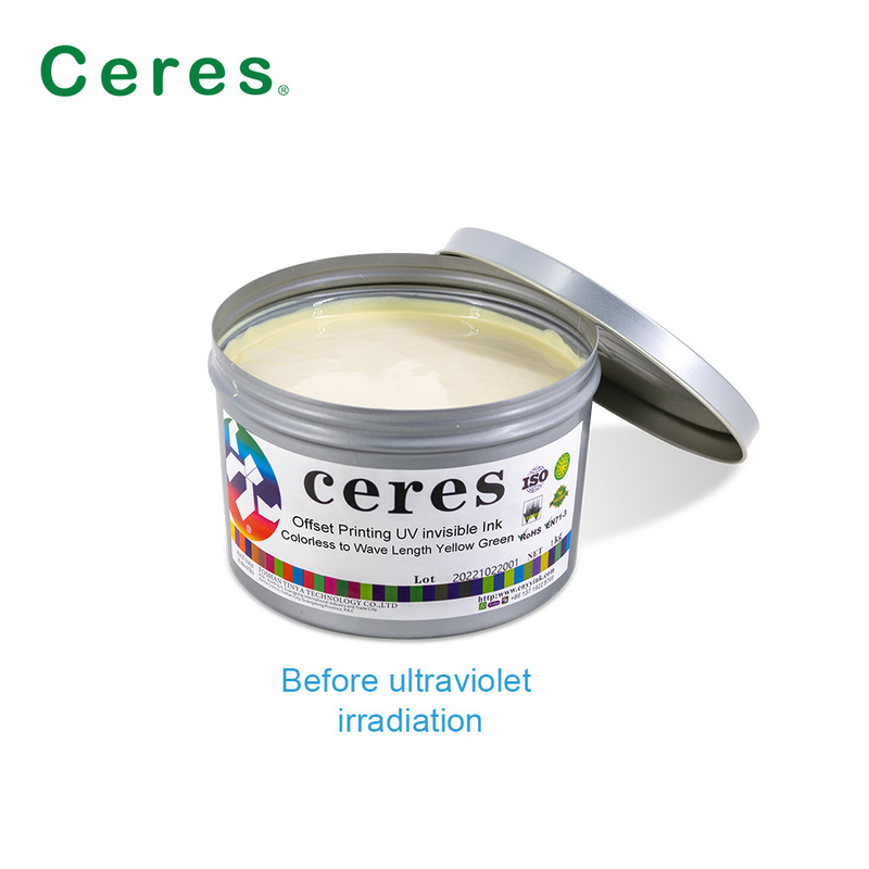 Εκτύπωση Offset / Screen / Flexo Ασφάλεια UV Αόρατο μελάνι για έγγραφα Κίτρινο πράσινο χρώμα