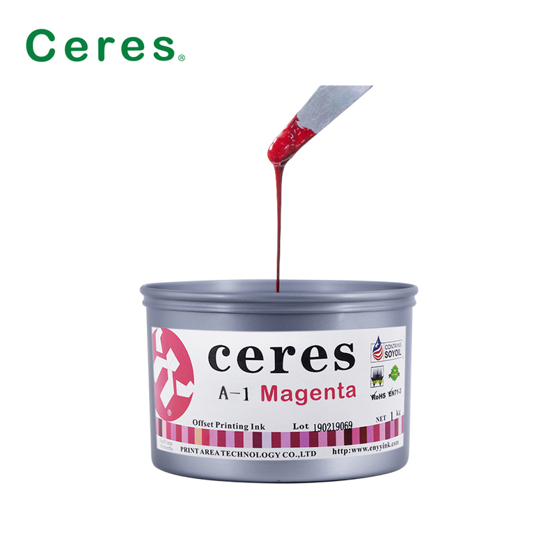 Ceres A-1 Μη τοξική υψηλής λάμψης 2 έτη διάρκεια ζωής Σόγια Offset εκτύπωση μελάνι για CMYK χρώμα